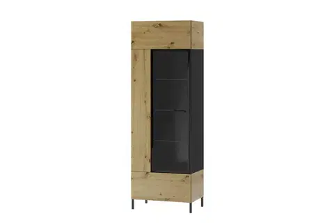 LOVENA 10 vysoká vitrína ľavá, dub artisan/čierna