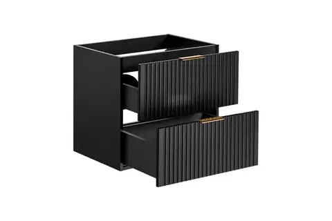 Kúpeľňová zostava Casad 60 cm s umývadlom, skrinkami a zrkadlom čierna