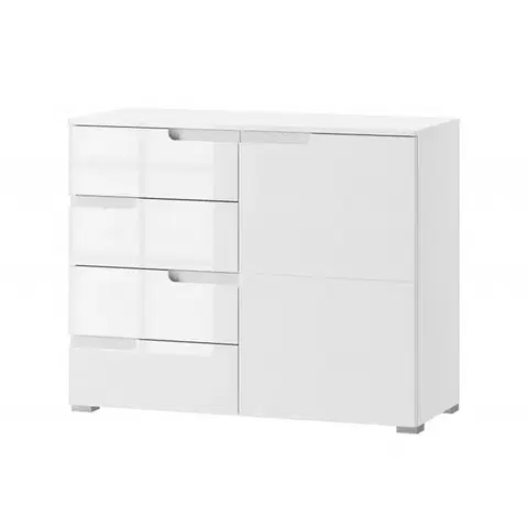 Komoda Selene 5 100 cm biela lesklá/matná