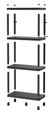 Plastový dielenský regál Stacker 58x131,5 cm čierny
