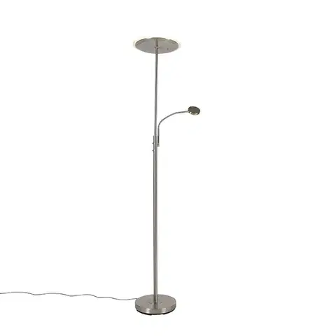 Moderná stojaca lampa oceľ vrátane LED stmievateľná s ramenom na čítanie - Strela