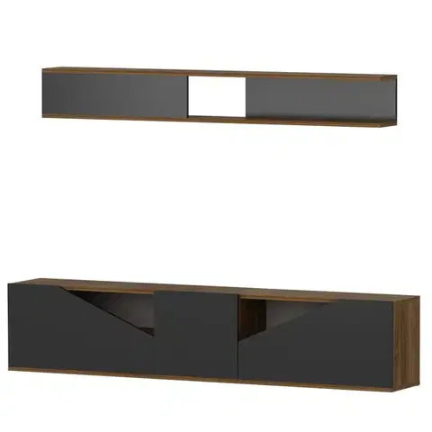TV skrinka / Obývacia stena Taç - Walnut, Black