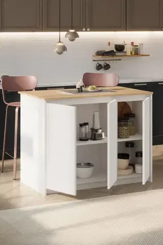 SOFIS kuchynský ostrovček, biela/dub zafírový