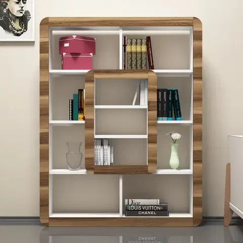 Knižnica Orkide - White, Walnut