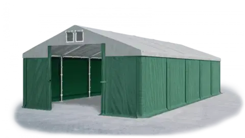Skladový stan 5x10x2,5m strecha PVC 560g/m2 boky PVC 500g/m2 konštrukcie ZIMA PLUS Šedá Zelená Zelená