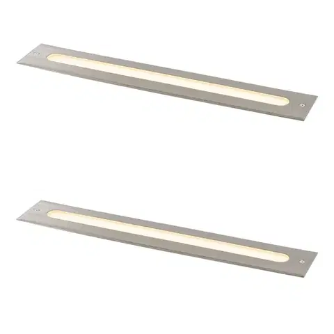Sada 2 moderných zemných bodových svetiel oceľ 50 cm vrátane LED IP65 - Eline
