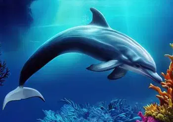(B) 3D pohľadnica Coral Dolphin AI (Korálový delfín)