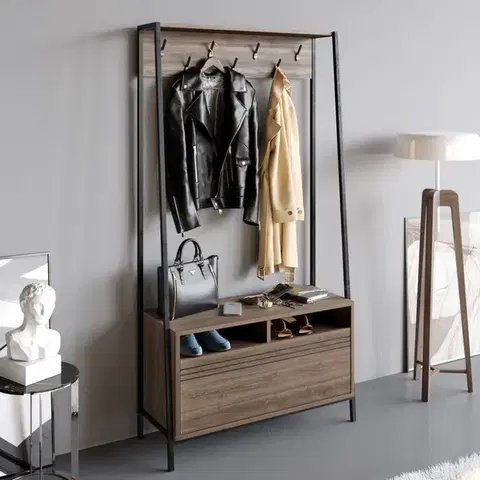 Predsieňová stena Devin - Walnut, Black