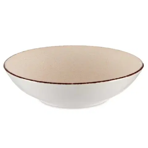 Hlboký kameninový tanier MANDALA 20 cm béžový