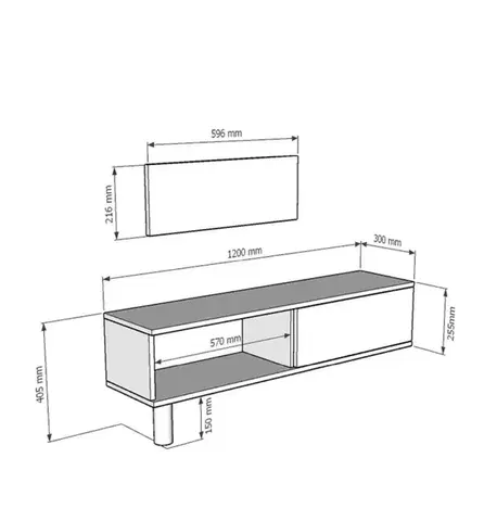 TV stolík Mona 120 - Anthracite, Travertine
