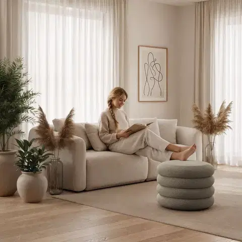Taburet Mollis bouclé moka