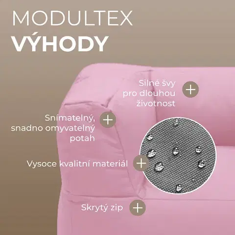 Textilná detská modulová zostava MODULTEX KIDS pre 6 osôb (ružová) bez náplne