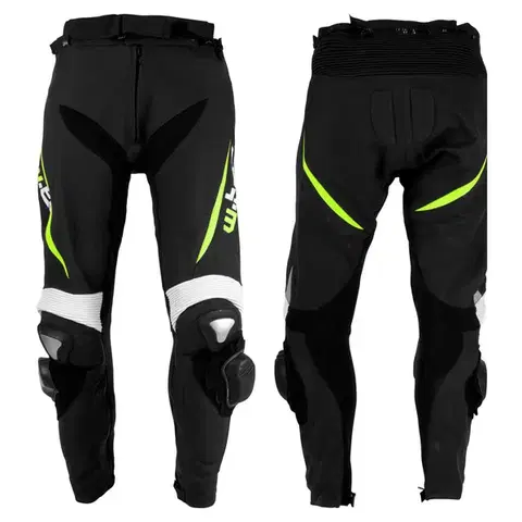 Pánske kožené moto nohavice W-TEC Vector Farba čierna-fluo, Veľkosť XXL