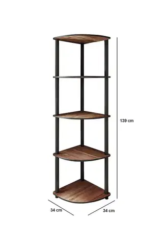 Knižnica Bookcase 5 Corner - Walnut