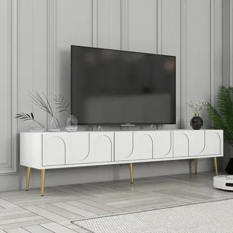 TV stolík Lyon 43 - White, Gold