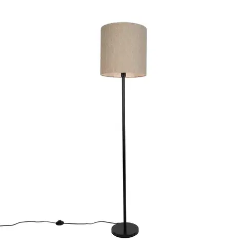 Moderná stojaca lampa čierna s béžovým buklé tienidlom 40 cm - Simplo
