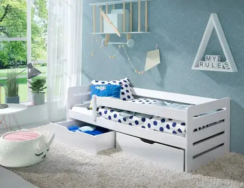 ArtBed Detská posteľ so zábrankou BELLA | biela 80 x 180 cm