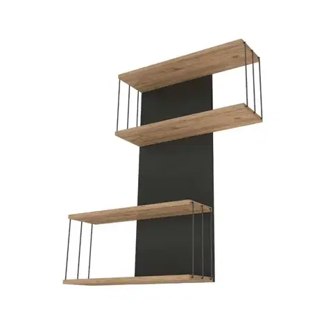 Nástenná polica Destan - Anthracite, Pine