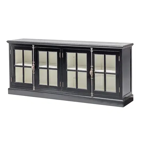 Dekoria Komoda Josephine Black 190 cm, 190 x 45 x 85 cm 