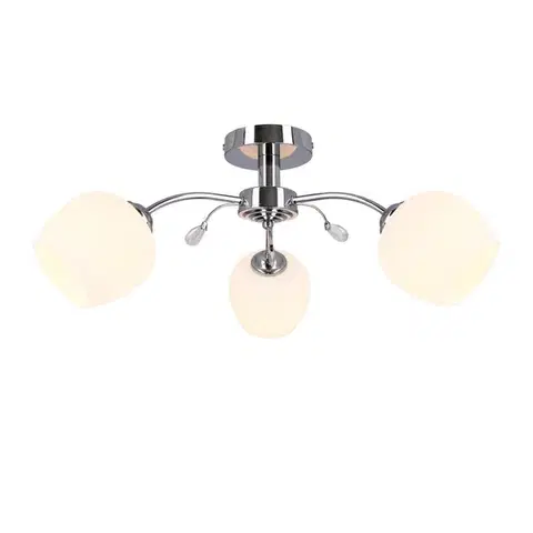 Stropná lampa Estar chróm E27 s bielym tienidlom