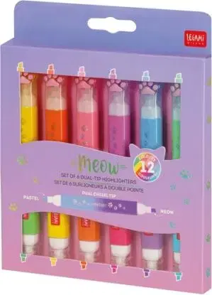 Legami Sada pastelových zvýrazňovačov s dvojitým hrotom Kitty 6 ks EXTRAORDINARY STATIONERY