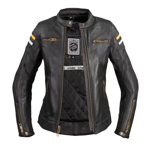 Dámska kožená moto bunda W-TEC Stripe Lady Farba čierna, Veľkosť M