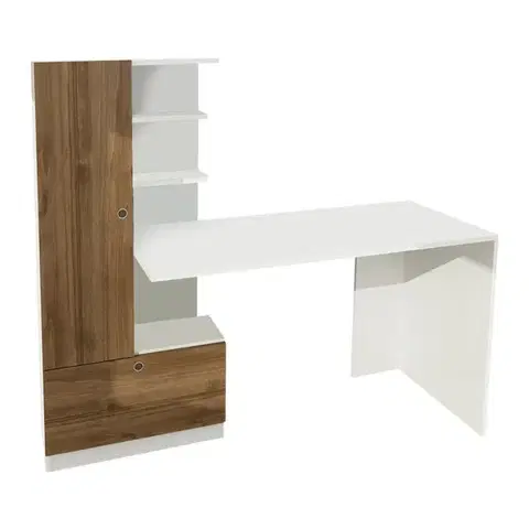 Písací stôl Domingos - White, Walnut