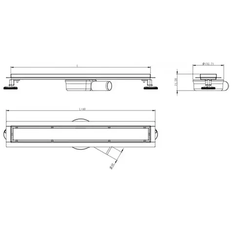 Odvodňovací žľab MEXEN FLAT 60 cm + sifón - vzor M22