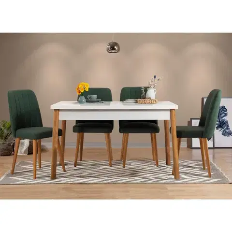 Set stola a stoličiek (5 kusov) Costa White Atlantice-Green
