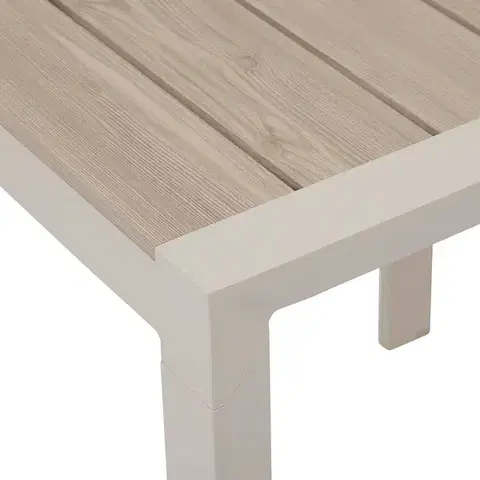 Hliníkový stolík VANCOUVER 70x70 cm (ivory/efekt dreva)