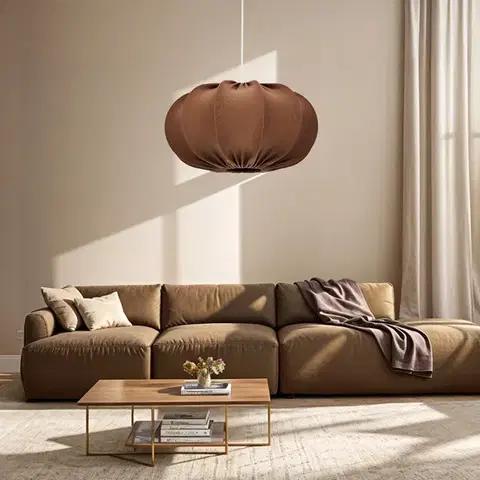 Škandinávska závesná lampa CAFEE' s hnedým tienidlom v moka štýle 52 cm - minimalistické stropné osvetlenie v japonskom štýle E27