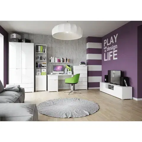 Písací stôl Selene 120 cm biely lesk/mat