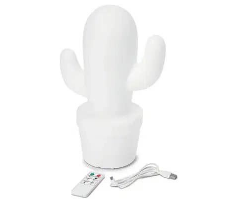 LED akumulátorová stolová lampa do exteriéru, kaktusová