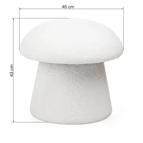 Dizajnový taburet Cap bouclé biely