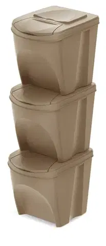 Súprava odpadkových košov SORTEX, prírodná, objem 3x25l