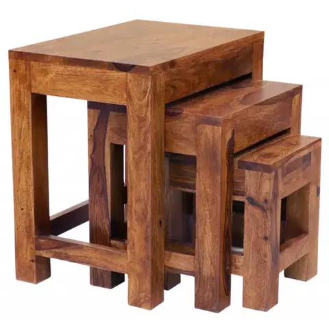 Odkladacie stolíky Kali 3ks indický masív palisander
