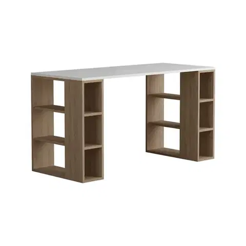Písací stôl Colmar - White, Oak