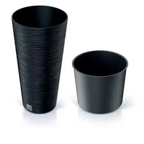 Kinekus Kvetináč plastový, priemer 250mm, FURU SLIM, antracit, výška 480mm s vložkou