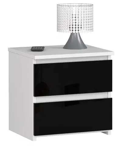 Nočný stolík CL2 40 cm biely/čierny lesk