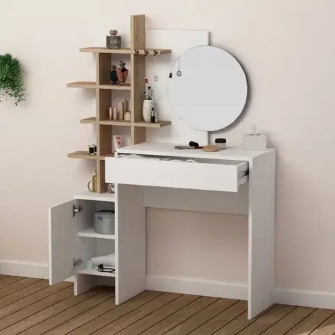 Toaletný stolík Mup - White, Oak