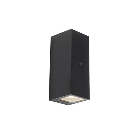 Nástenná lampa čierna 2-svetlo IP44 so senzorom súmraku - Baleno II