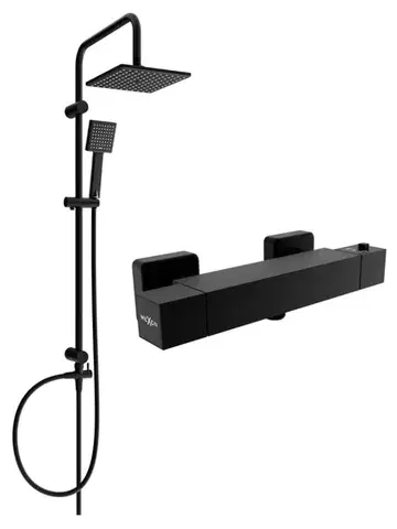 Sprchový set MEXEN Tord - termostatická sprchová batéria Cube čierny