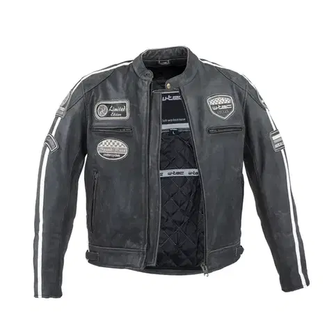 Pánska kožená moto bunda W-TEC Dark Vintage Farba tmavo šedá, Veľkosť M