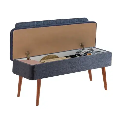 Jedálenský set s rozkladacím stolom a stoličkami (5 kusov) Vina 1048 - 4 - Walnut, Dark Blue