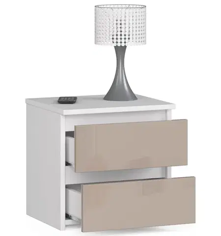 Nočný stolík CL2 40 cm biely/cappuccino lesk