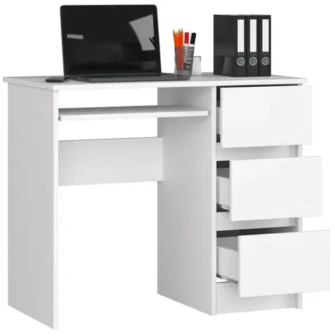 Písací stôl A-6 90 cm biely pravý