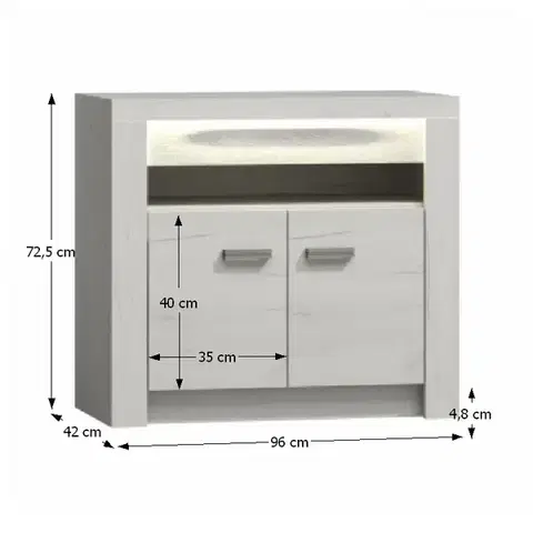 KONDELA Infinity 10 dvojdverová komoda jaseň biely