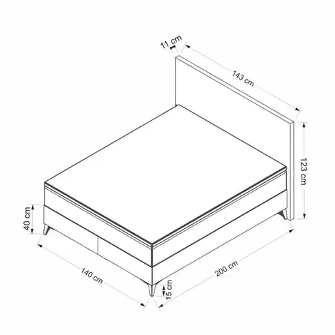 Rám manželskej postele s čelom Bade 140 x 200 - Beige