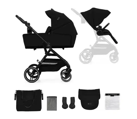 KINDERKRAFT SELECT - Kombinovaný kočík 2v1 YOXI Pure black KSYOXI00BLK2000