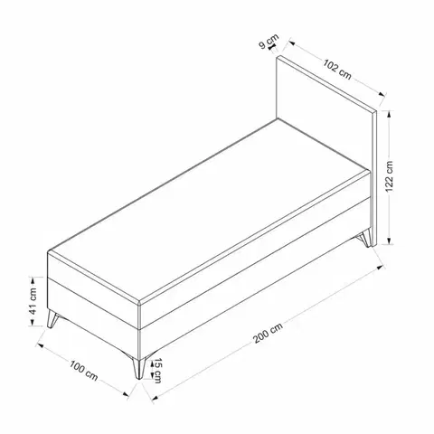 Rám jednolôžkovej postele s čelom Rise 100 x 200 - Dark Grey